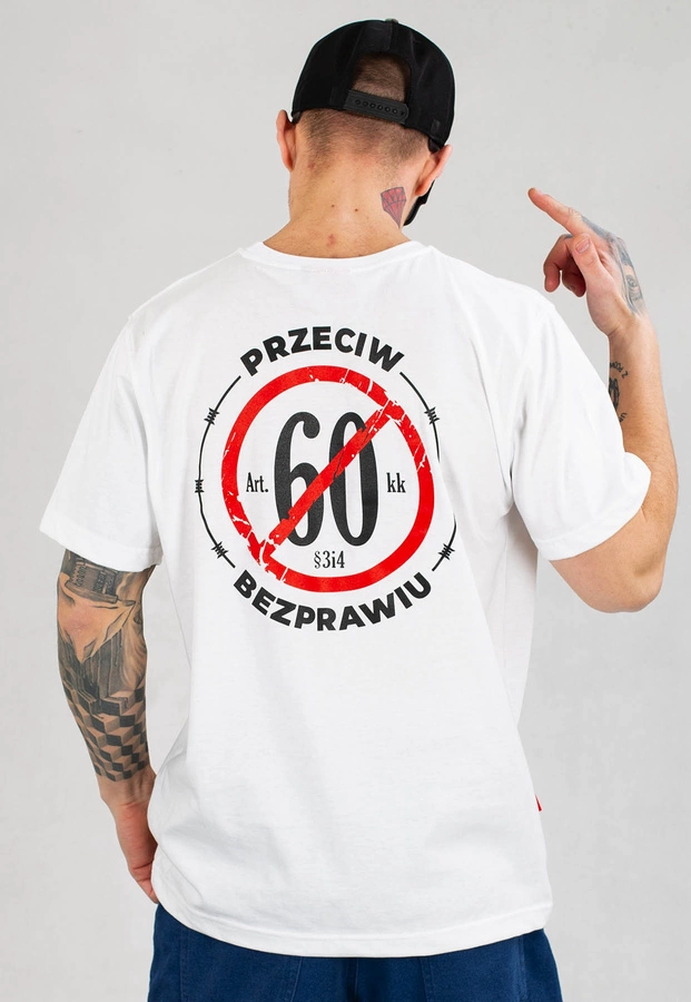 T-shirt Ciemna Strefa Przeciw Bezprawiu Tył biały