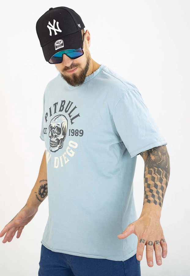 T-shirt Pit Bull Skull Logo 190 blue