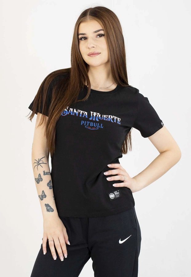 T-Shirt Pit Bull Santa Muerte blue black