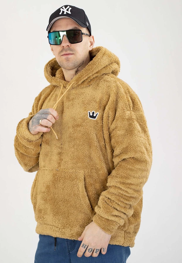 Bluza Jigga Wear Z Kapturem Sherpa Simple Crown beżowa