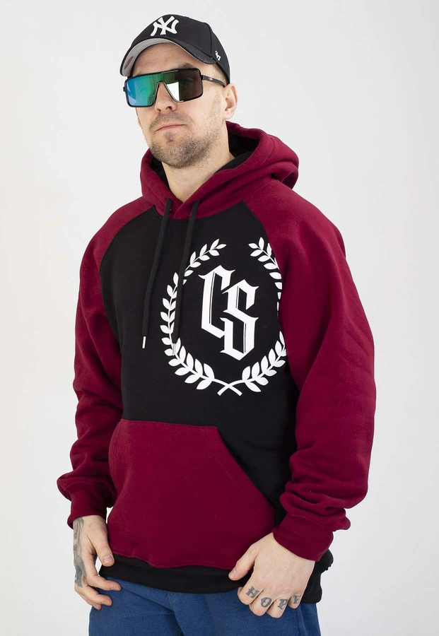 Bluza Ciemna Strefa Z Kapturem CS Reglan czarno bordowa