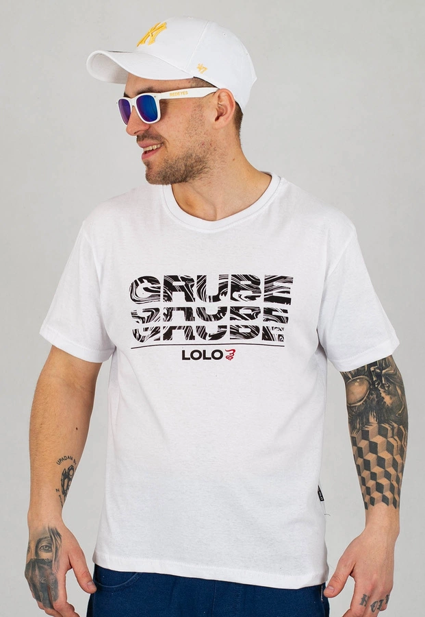 T-shirt Grube Lolo Triple Logo biały