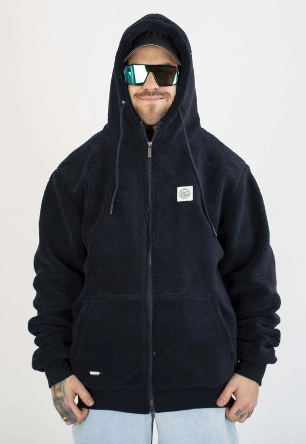Kurtka Mass Z Kapturem Zimowa ZIP Patch Teddy granatowa
