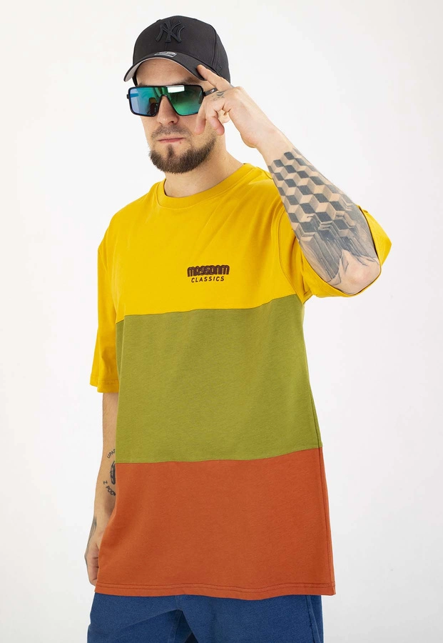 T-shirt Mass Zone żółto oliwkowo pomarańczowy
