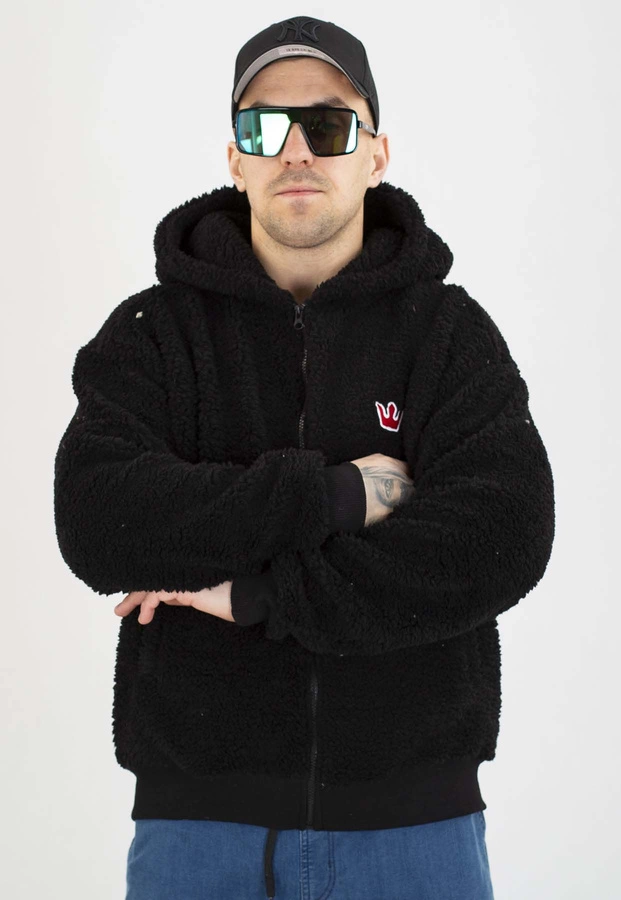 Bluza Jigga Wear Z Kapturem Teddy Simple Crown Oversize Zip czarna