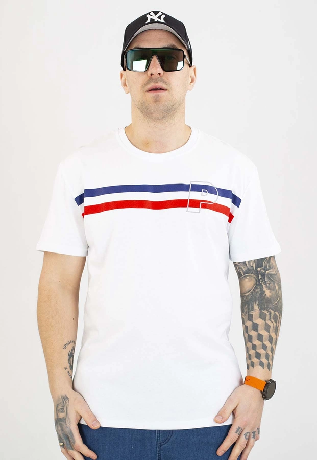 T-shirt Patriotic P Double Line biały