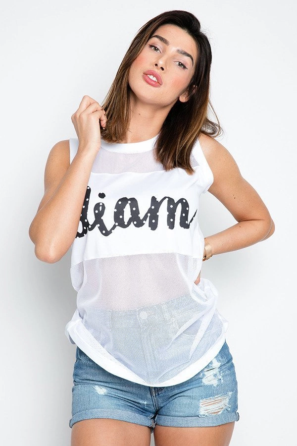 Tank Diamante Wear Diam Mesh biały