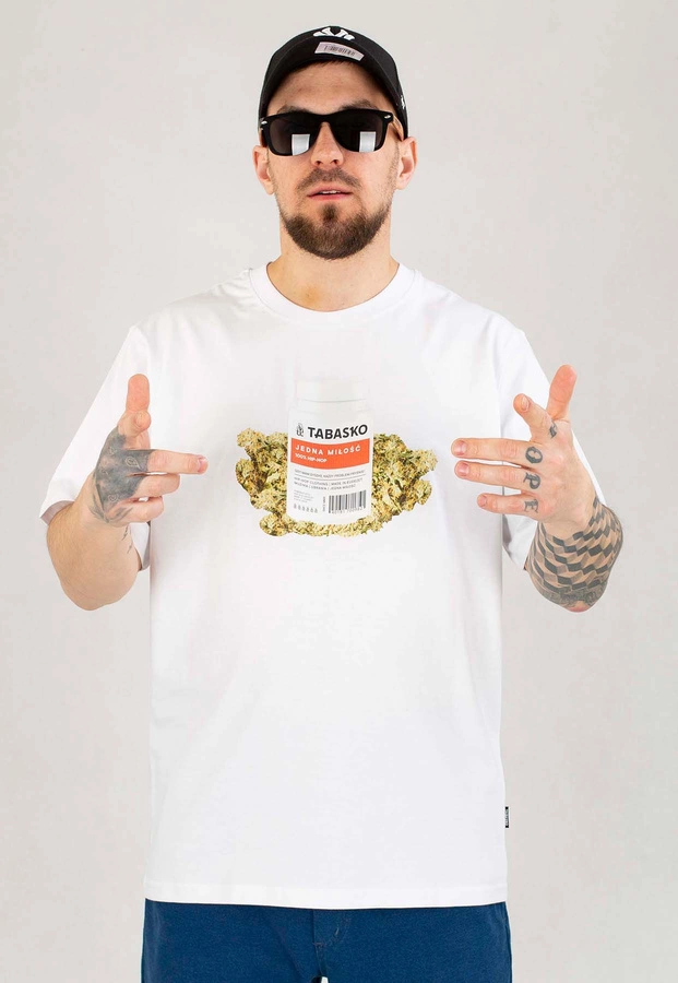 T-shirt Tabasko Ganja biały