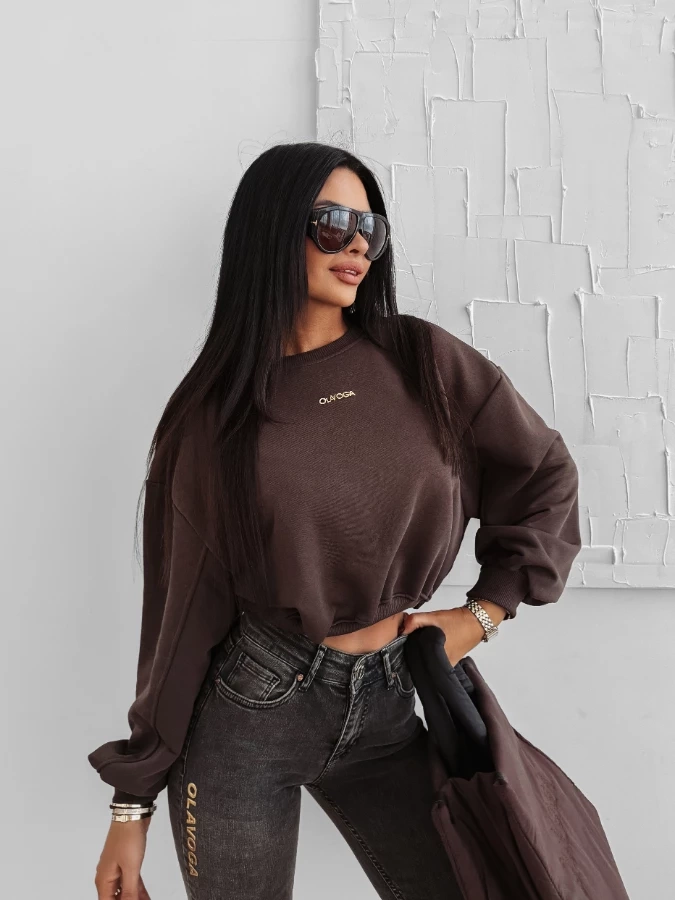 Bluza Olavoga Bez Kaptura Grav brązowa