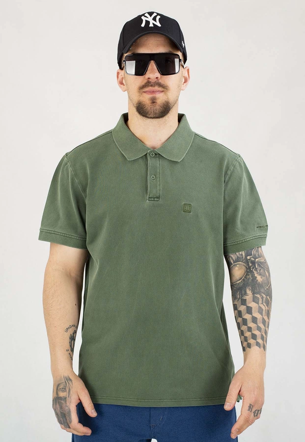 T-shirt Polo Pit Bull Washed Pique Small Logo sage green