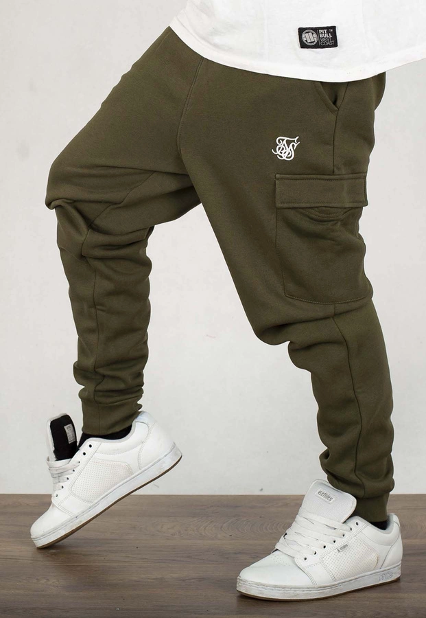 Dresy SikSilk Essentials Cargo Joggers SS-24866 khaki