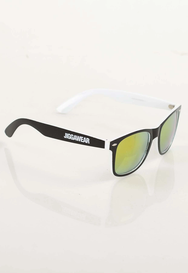 Okulary Jigga Wear Name Contrast Wayfarer Black White Yellow Mirror