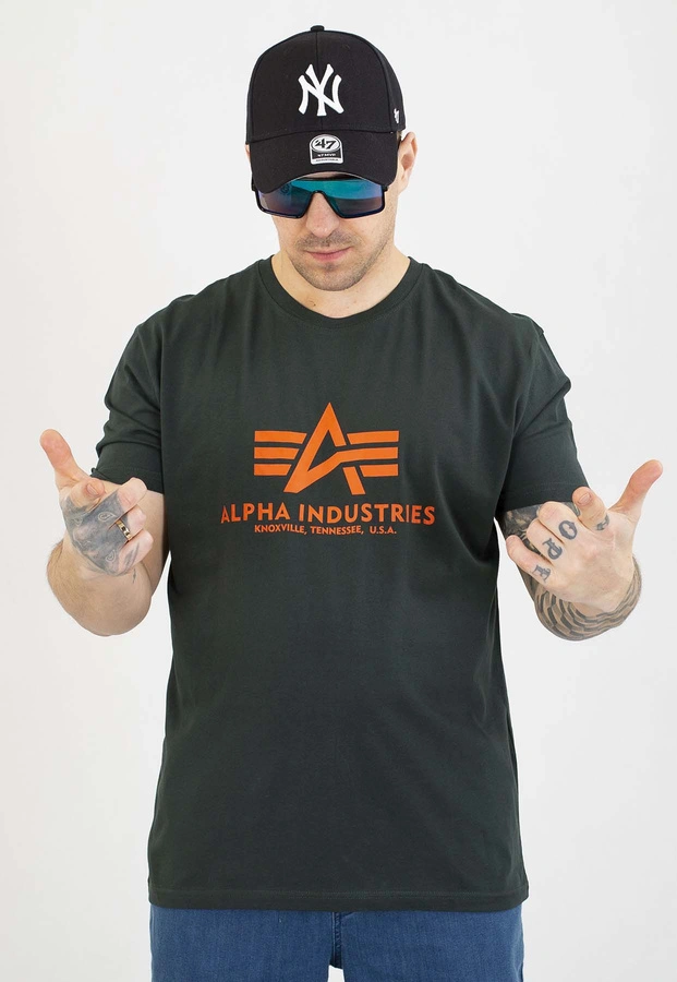 T-shirt Alpha Industries Basic 100501 ciemno zielony