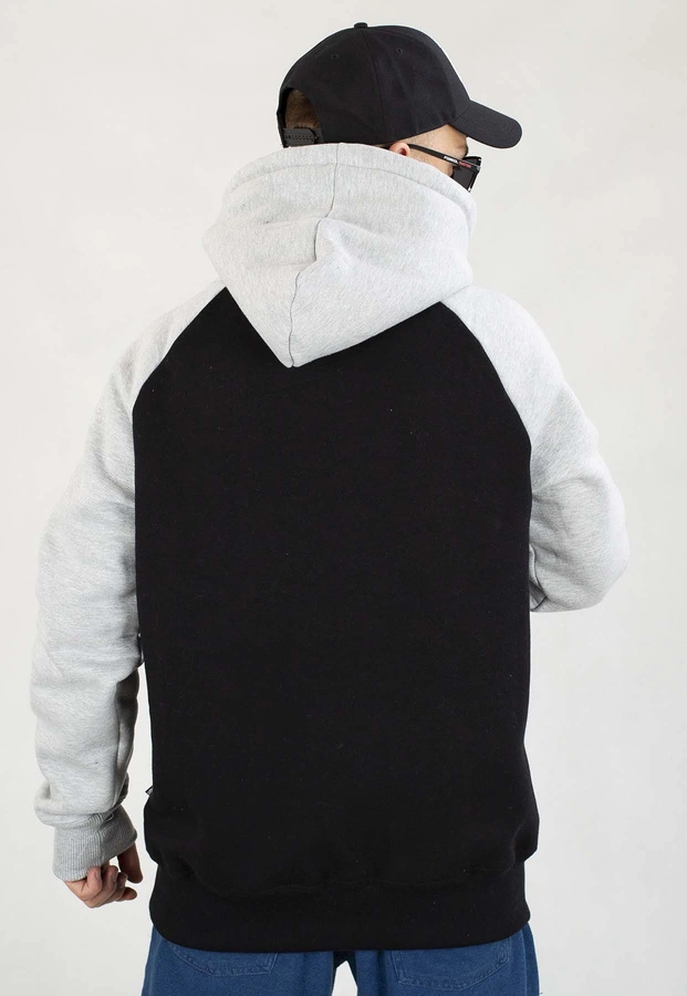 Bluza Diil Z Kapturem Reglan czarno szara