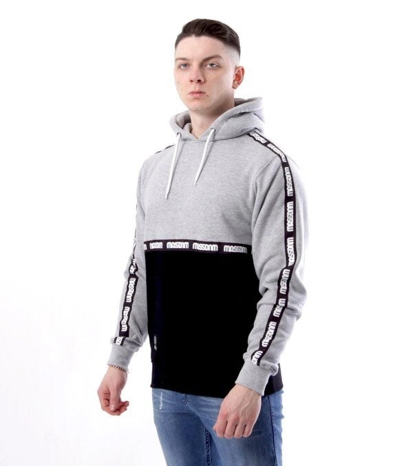 Mass-Mass DNM bluza Sweatshirt Line Hoody Szaro Czarna