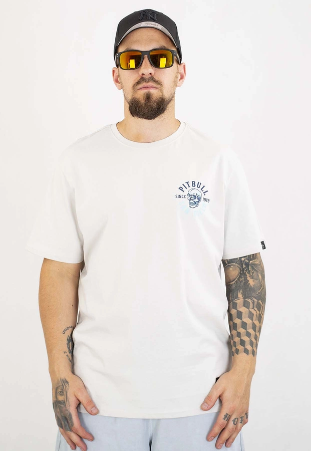 T-shirt Pit Bull Skull Surf 170 white blue