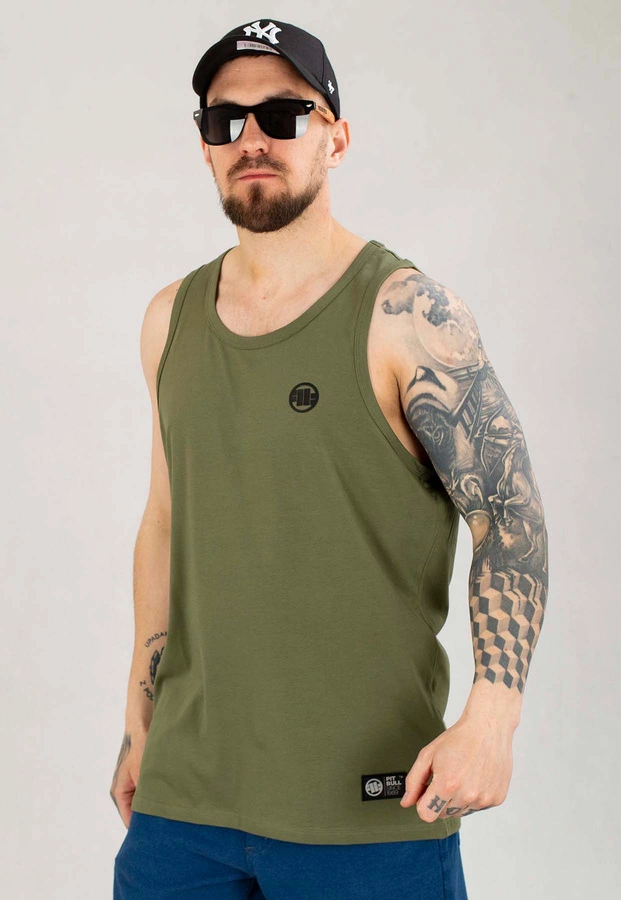 Tank Pit Bull Slim Fit Small Logo oliwkowy