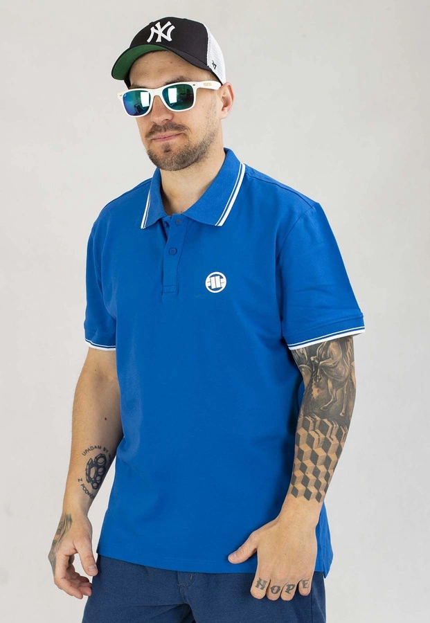 T-shirt Polo Pit Bull Regular Pique Stripes niebieski