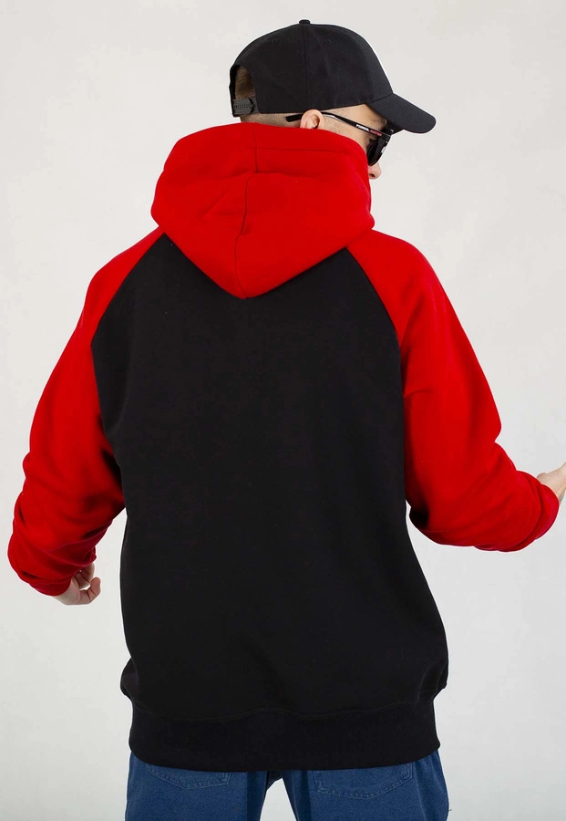 Bluza Diil Z Kapturem Reglan czarno czerwona