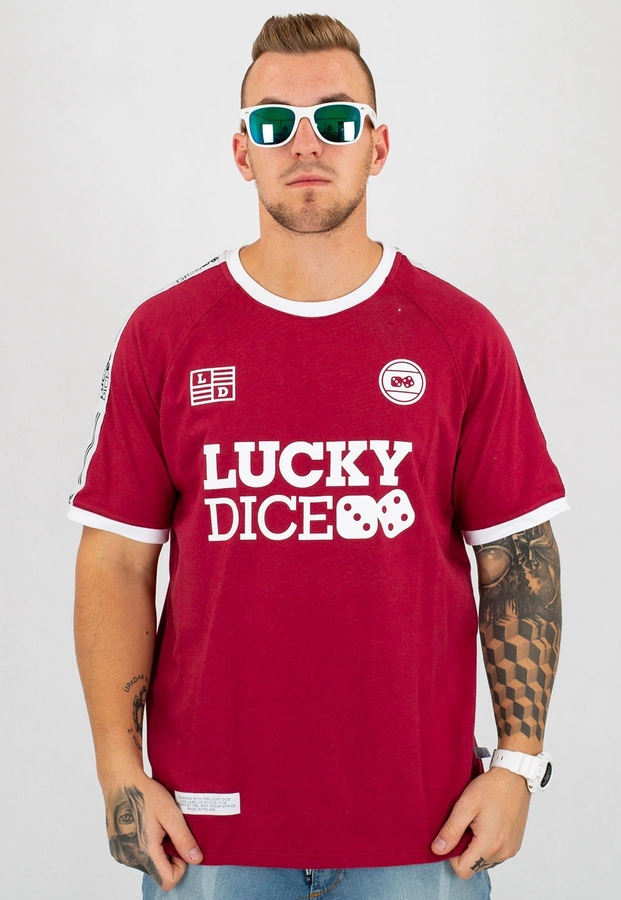 T-shirt Lucky Dice Logo Reglan Tape bordowy
