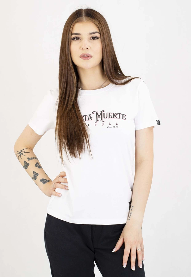 T-Shirt Pit Bull Santa Muerte rose white