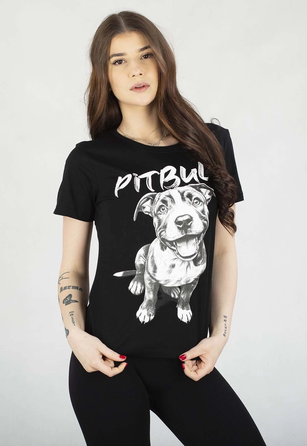 T-Shirt Pit Bull Slim Fit Puppy czarny