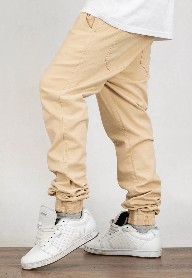 Spodnie Jigga Wear Jogger Crown Stitch beige white
