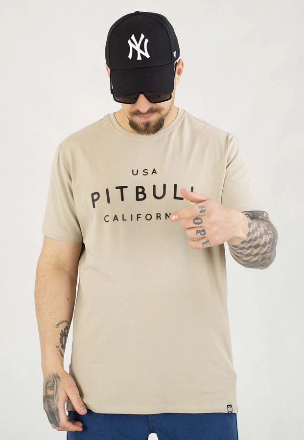 T-shirt Pit Bull Slim 190 USA Cal greyish sand