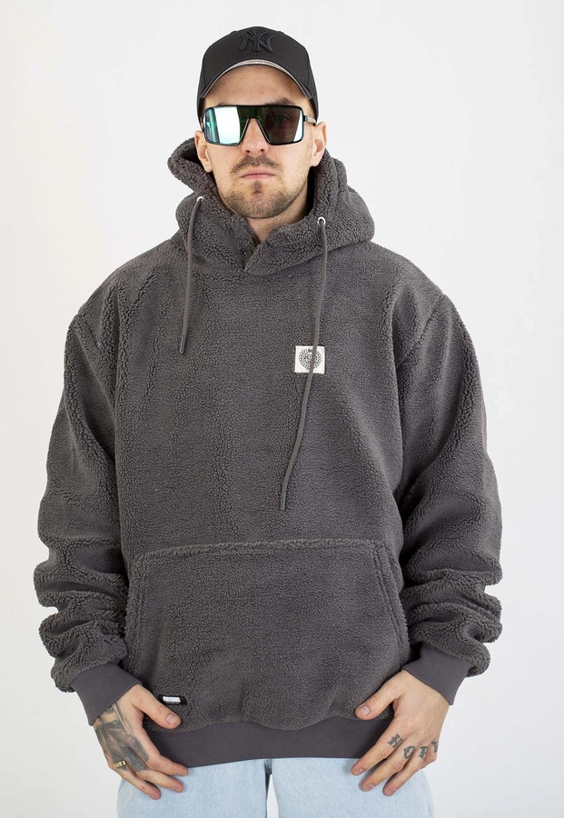 Kurtka Mass Z Kapturem Zimowa Patch Teddy szara