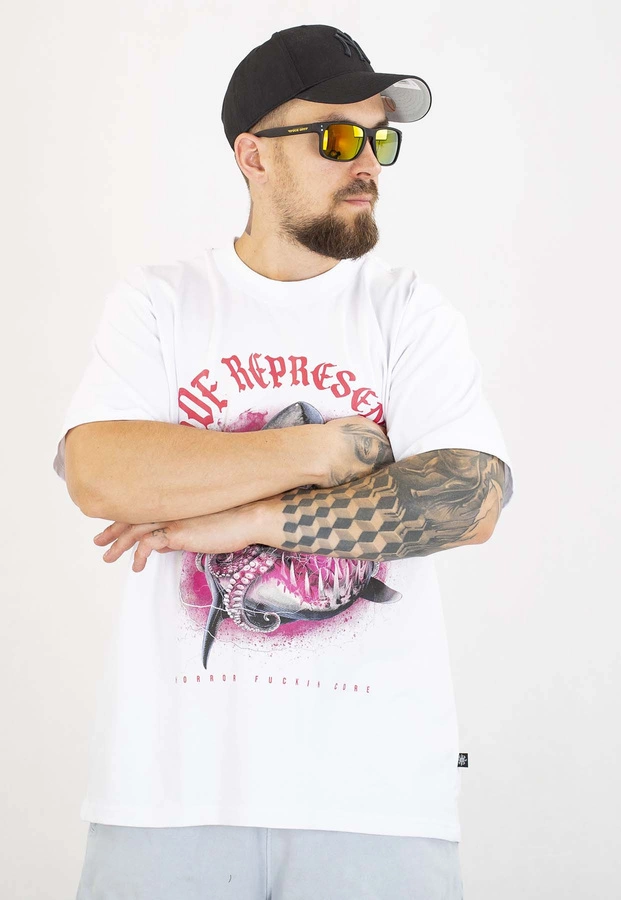 T-shirt Brain Dead Familia Shark biały