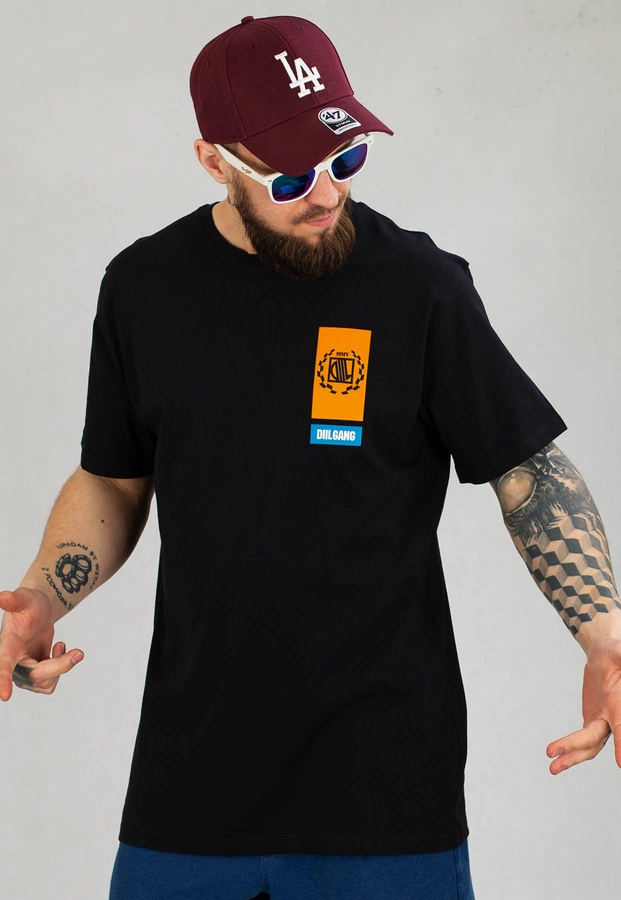 T-shirt Diil Block czarno pomarańczowy