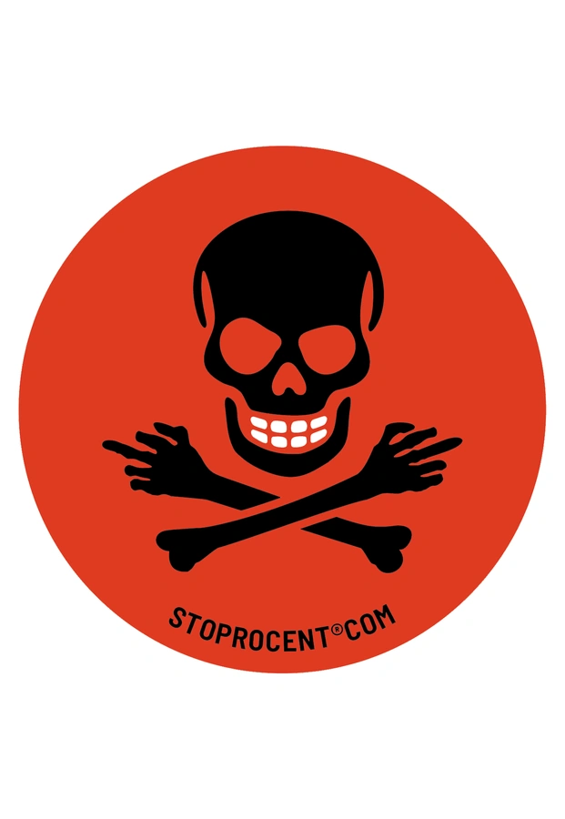 Wlepa Stoprocent New Skull czerwona