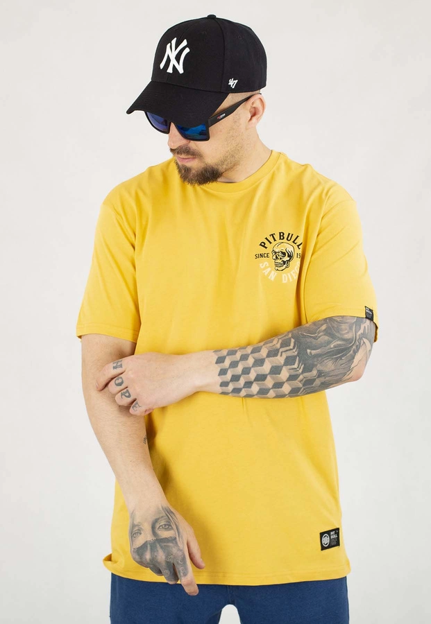 T-shirt Pit Bull Skull Surf 170 pale yellow