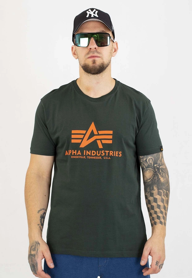 T-shirt Alpha Industries Basic 100501 ciemno zielony