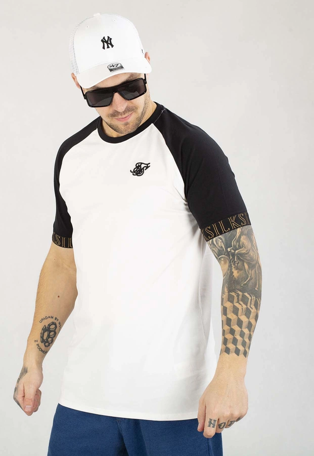 T-shirt SikSilk Tech SS-26771 biało czarny