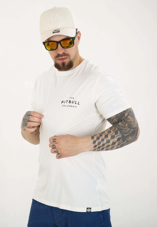 T-shirt Pit Bull Slim Fit USA Cal 140 off white