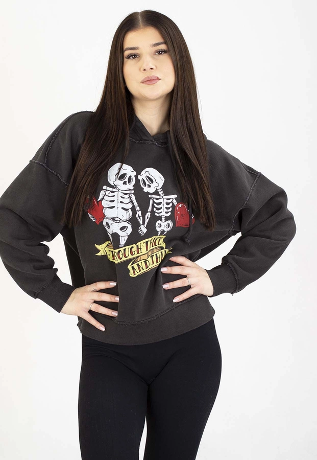 Bluza Pit Bull Z Kapturem Thick & Thin washed dark graphite