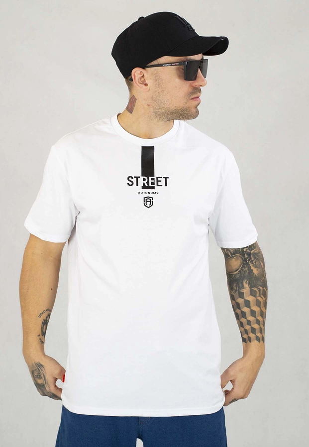 T-shirt Street Autonomy Line biało czarny