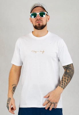 T-shirt Ganja Mafia Podpis Mini Gold biały
