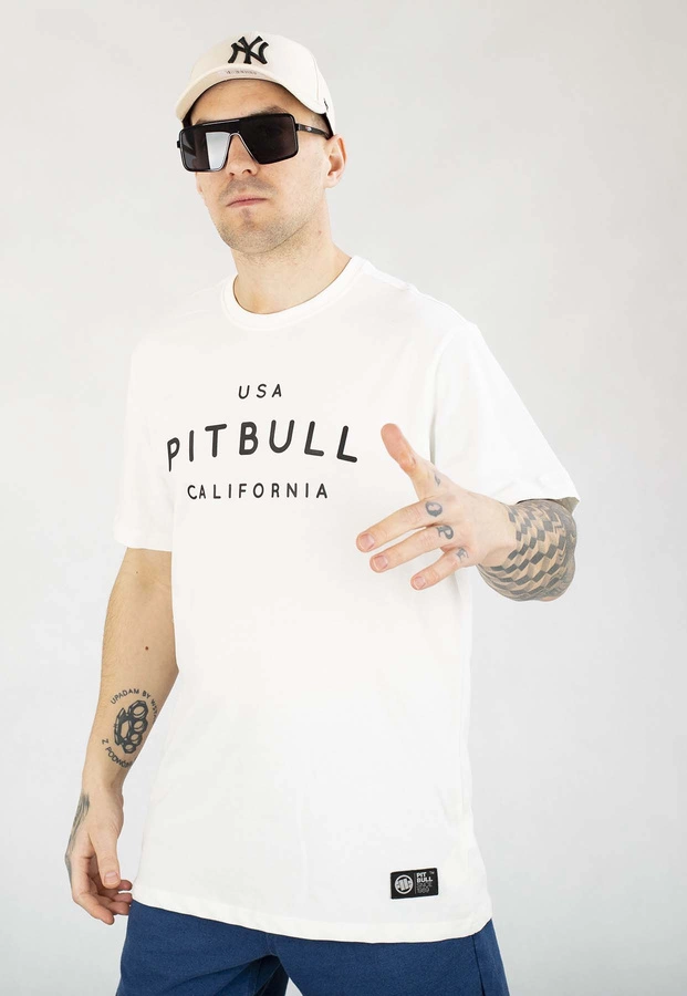 T-shirt Pit Bull Garment Washed USA Cal biały