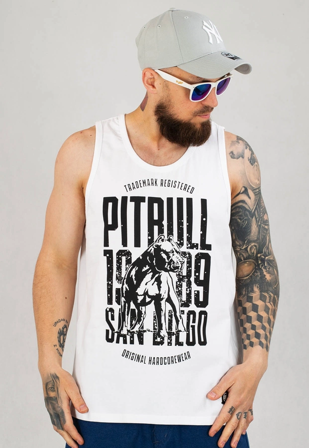 Tank Pit Bull Slim Fit San Diego Dog biały