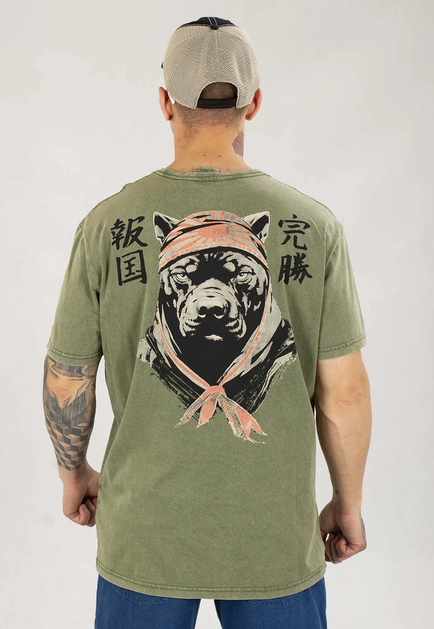 T-shirt Pit Bull Denim Washed Bravery oliwkowy