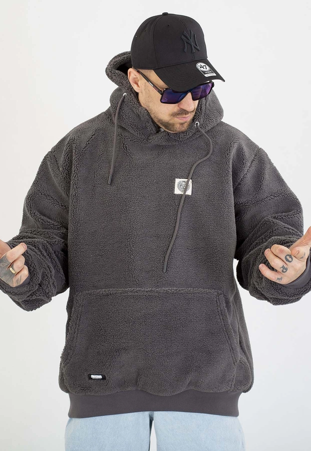 Kurtka Mass Z Kapturem Zimowa Patch Teddy szara