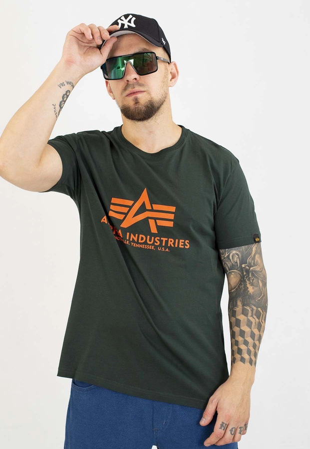 T-shirt Alpha Industries Basic 100501 ciemno zielony