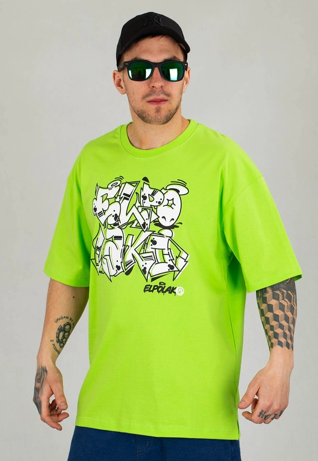 T-shirt El Polako Baggy Graffiti limonkowy