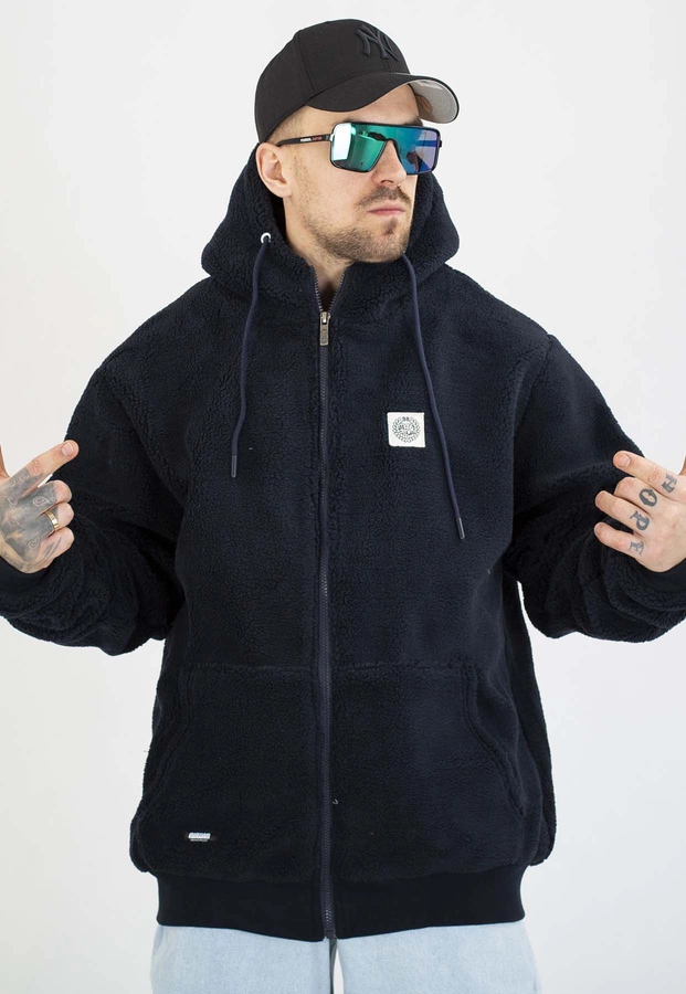 Kurtka Mass Z Kapturem Zimowa ZIP Patch Teddy granatowa