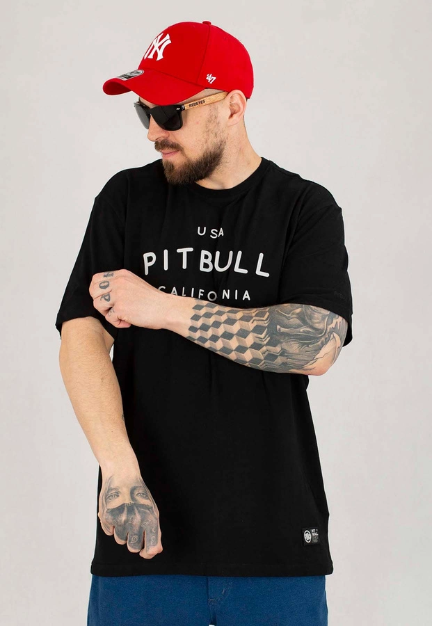 T-shirt Pit Bull Garment Washed USA Cal czarny