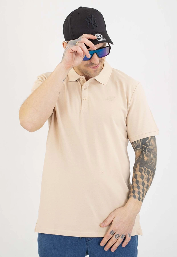 T-shirt Polo 4F M555 beżowy