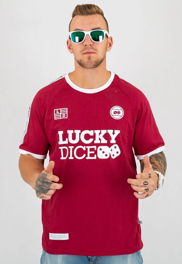 T-shirt Lucky Dice Logo Reglan Tape bordowy