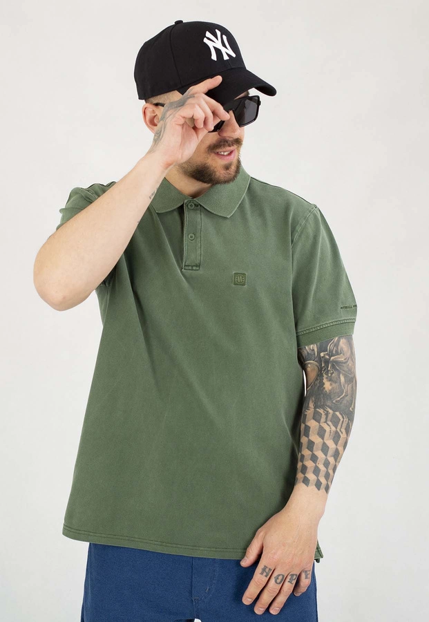 T-shirt Polo Pit Bull Washed Pique Small Logo sage green